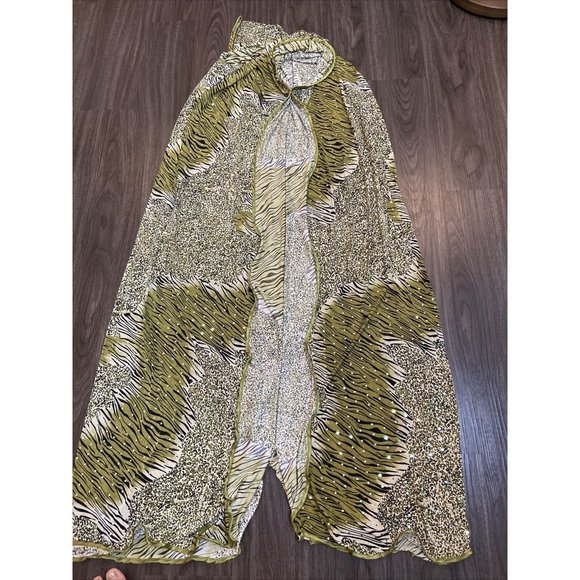 Vtg AL MAKDOOMI Kaftan Lounge Mumu Animal Print Safari Size S/M Dress Coverup - Picture 14 of 16